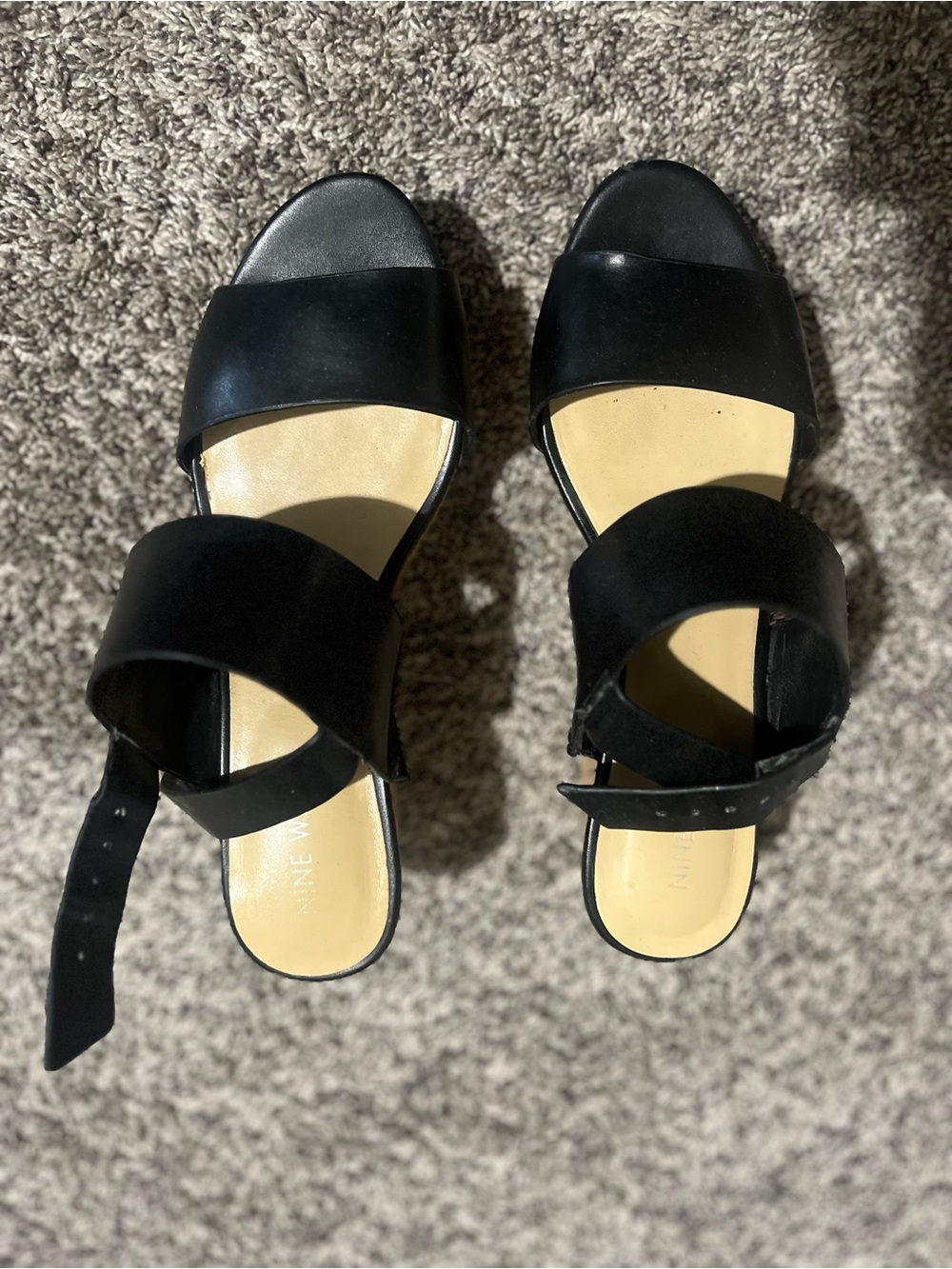 Black Women’s Nine West Strappy Open-Toe Sandals